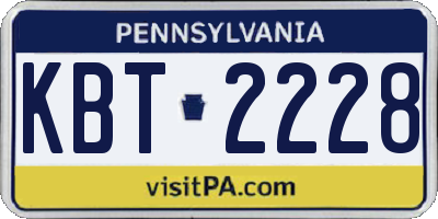 PA license plate KBT2228