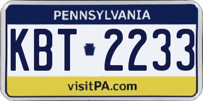 PA license plate KBT2233