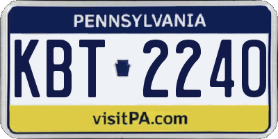 PA license plate KBT2240