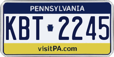 PA license plate KBT2245