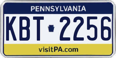 PA license plate KBT2256