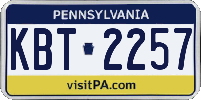 PA license plate KBT2257