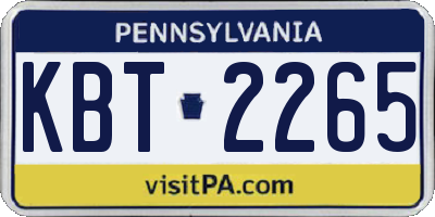 PA license plate KBT2265