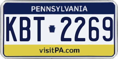 PA license plate KBT2269
