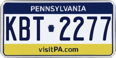 PA license plate KBT2277