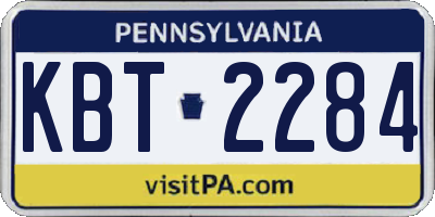 PA license plate KBT2284