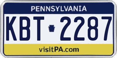 PA license plate KBT2287
