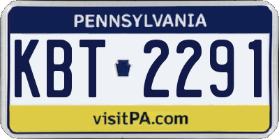 PA license plate KBT2291