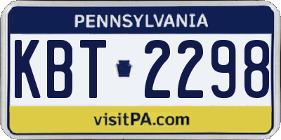 PA license plate KBT2298