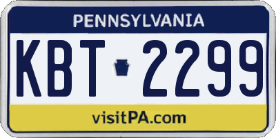 PA license plate KBT2299