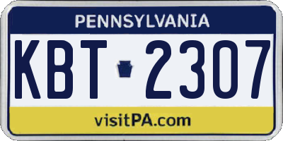 PA license plate KBT2307