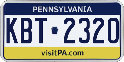PA license plate KBT2320