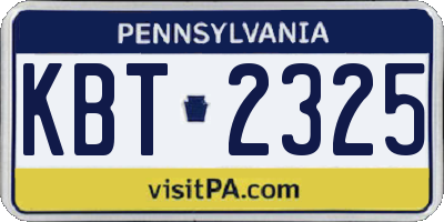 PA license plate KBT2325