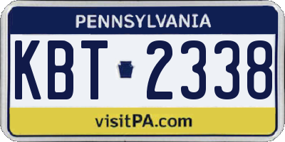 PA license plate KBT2338