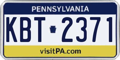 PA license plate KBT2371