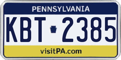 PA license plate KBT2385