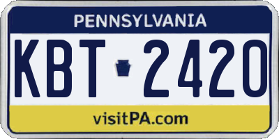 PA license plate KBT2420