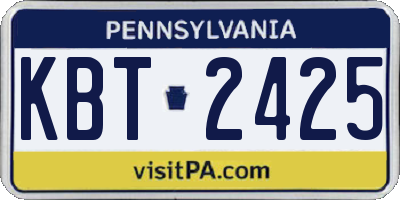 PA license plate KBT2425