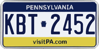 PA license plate KBT2452