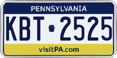 PA license plate KBT2525