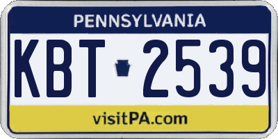 PA license plate KBT2539