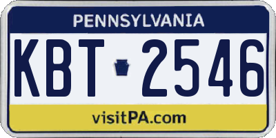 PA license plate KBT2546