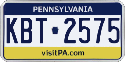 PA license plate KBT2575