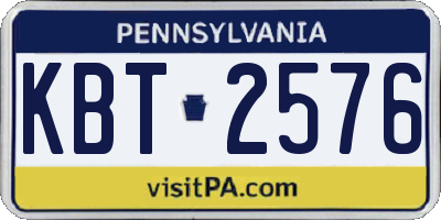 PA license plate KBT2576