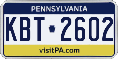 PA license plate KBT2602