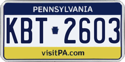 PA license plate KBT2603