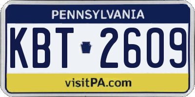 PA license plate KBT2609
