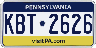 PA license plate KBT2626
