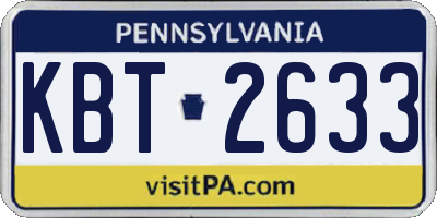 PA license plate KBT2633