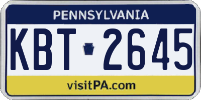 PA license plate KBT2645