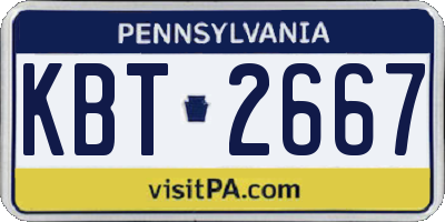 PA license plate KBT2667