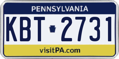PA license plate KBT2731