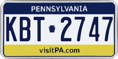 PA license plate KBT2747