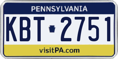 PA license plate KBT2751