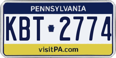 PA license plate KBT2774