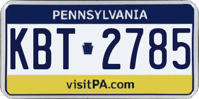 PA license plate KBT2785