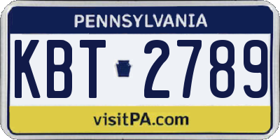 PA license plate KBT2789