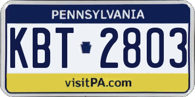 PA license plate KBT2803