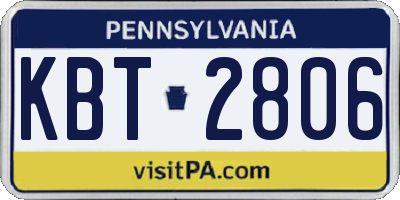 PA license plate KBT2806