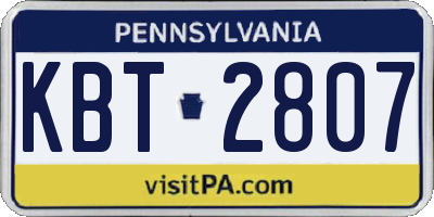PA license plate KBT2807