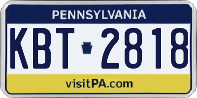 PA license plate KBT2818