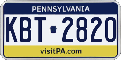 PA license plate KBT2820