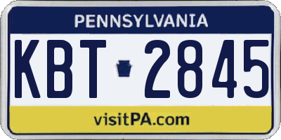 PA license plate KBT2845