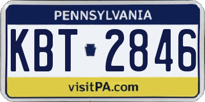 PA license plate KBT2846