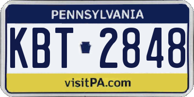 PA license plate KBT2848