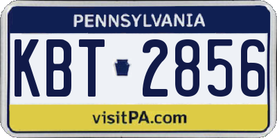 PA license plate KBT2856